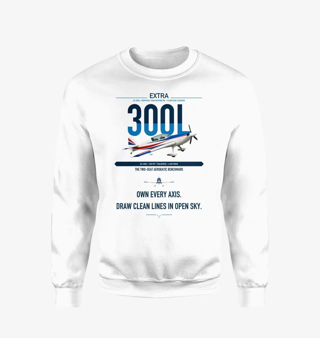 Extra 300L design on white sweatshirt