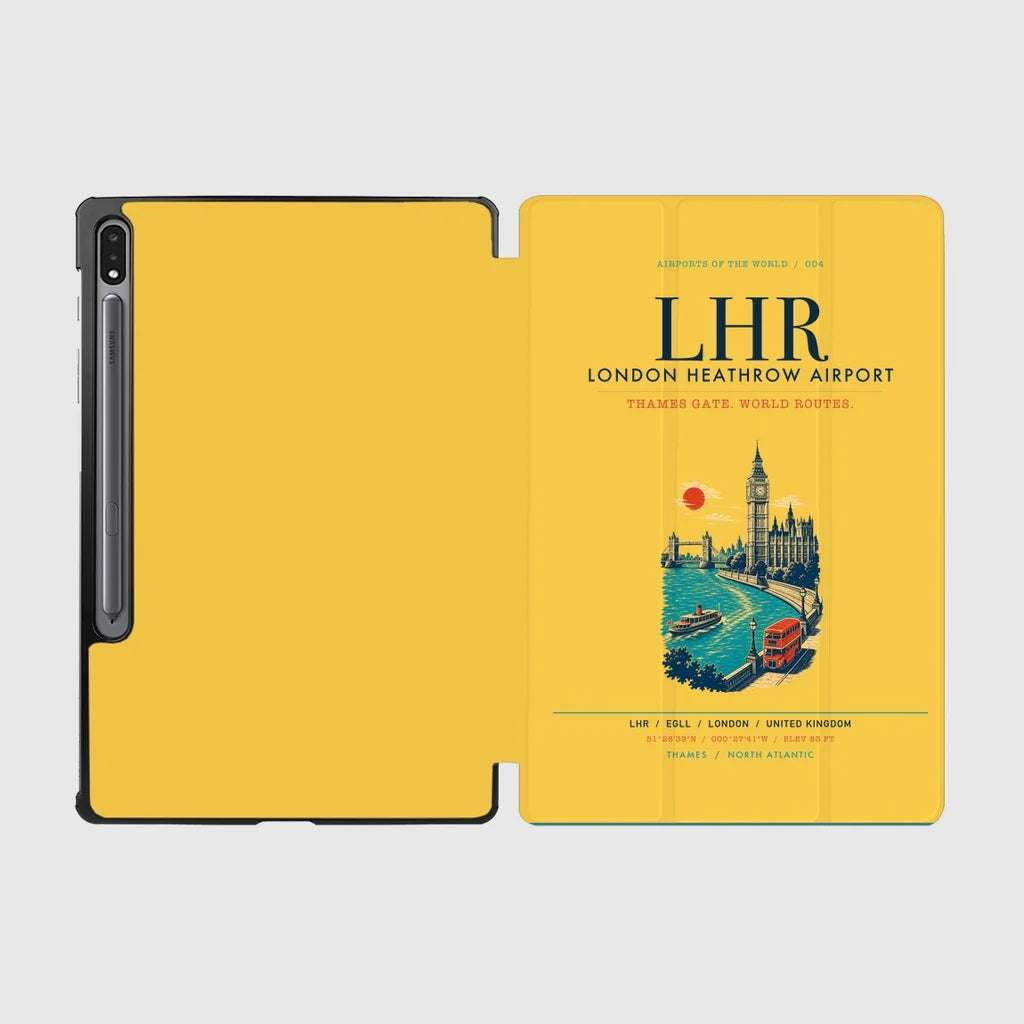 London Heathrow Airport (LHR) design on yellow samsung tablet tablet case