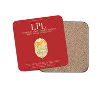 Thumbnail for Liverpool John Lennon Airport (LPL) design on red 1 piece coaster