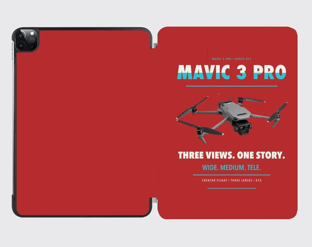 DJI Mavic 3 Pro design on red ipad tablet case