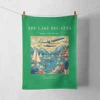 Thumbnail for VINTAGE G4039 - The Lake Regatta - Designed Towels design on green