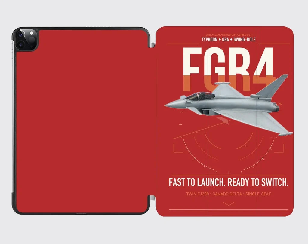 Eurofighter Typhoon FGR4 design on red ipad tablet case