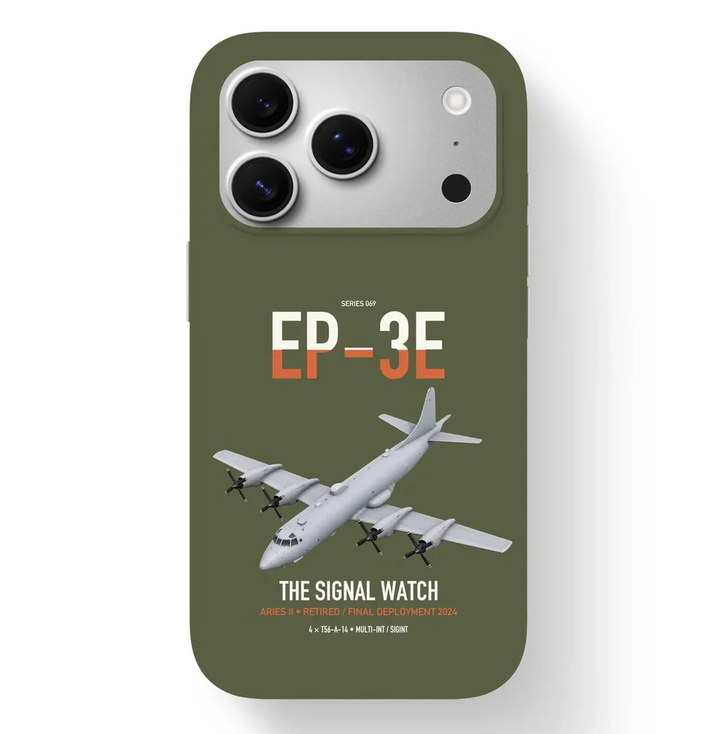 EP-3E ARIES II design on green army magsafe iphone case, for iPhone 17 Pro