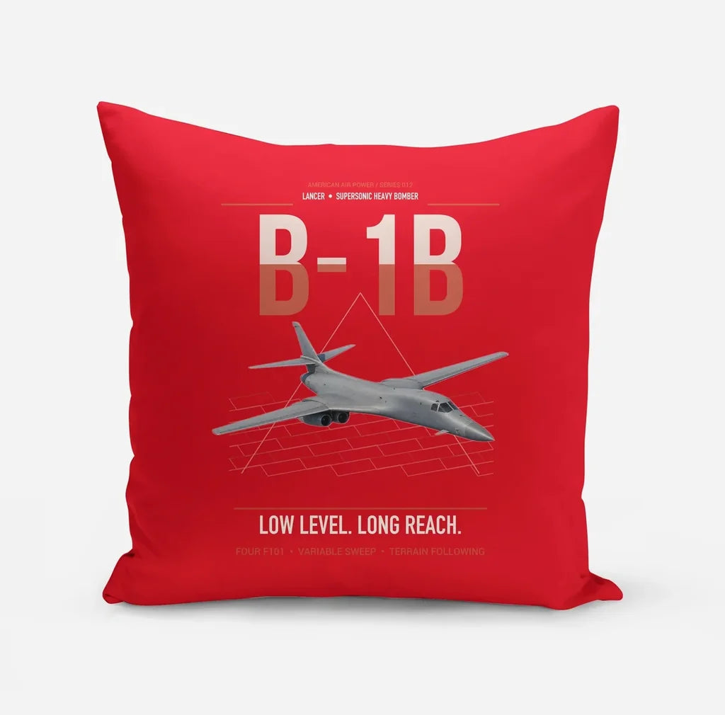 B-1B Lancer design on red pillow