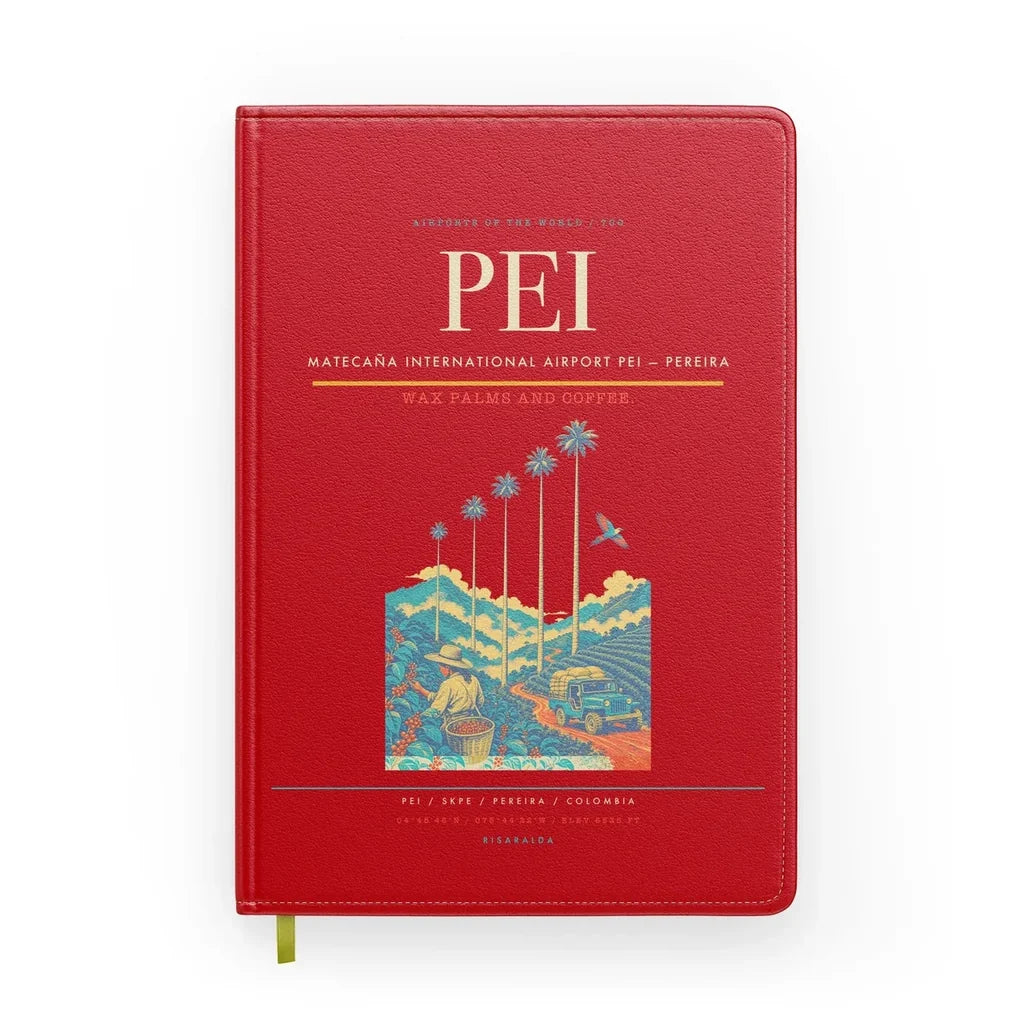 Matecaña International Airport (PEI) design on red notebook