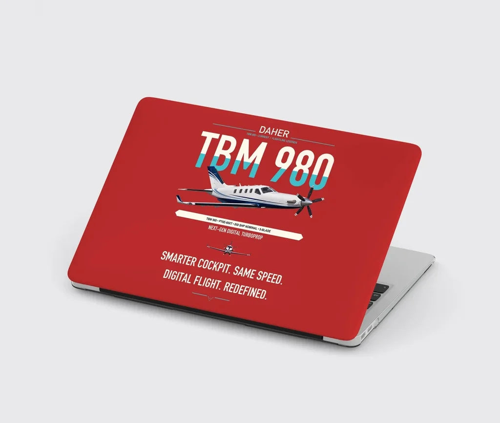 Daher TBM 980 design on red MacBook case