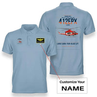 Thumbnail for SUBARU Bell 412EPX design on light blue+name double-side polo t-shirt, double-side print