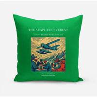 Thumbnail for VINTAGE G4296 - The Seaplane Everest - Designed Pillows design on green
