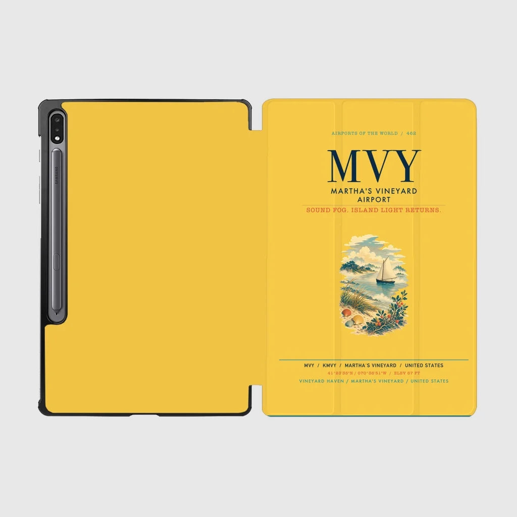 Martha's Vineyard Airport (MVY) design on yellow samsung tablet tablet case