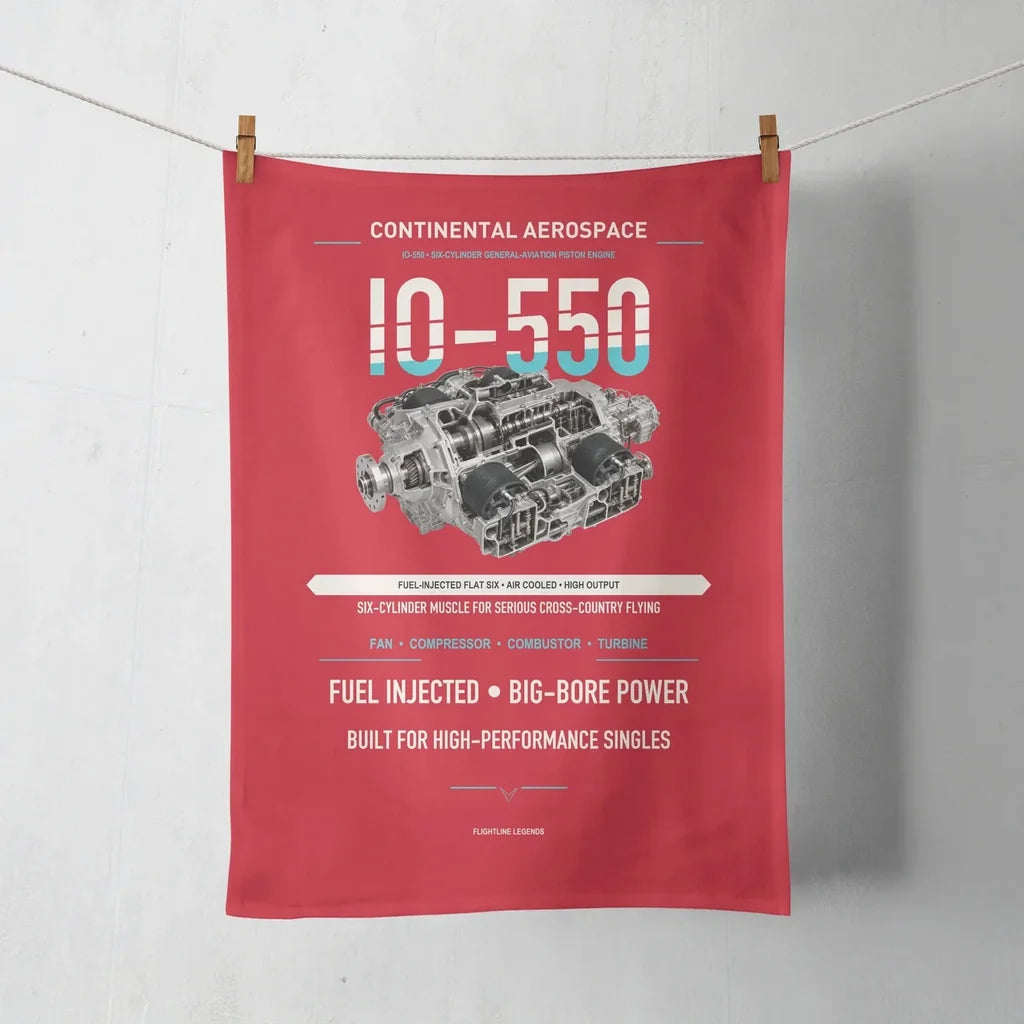 IO-550 design on red towel