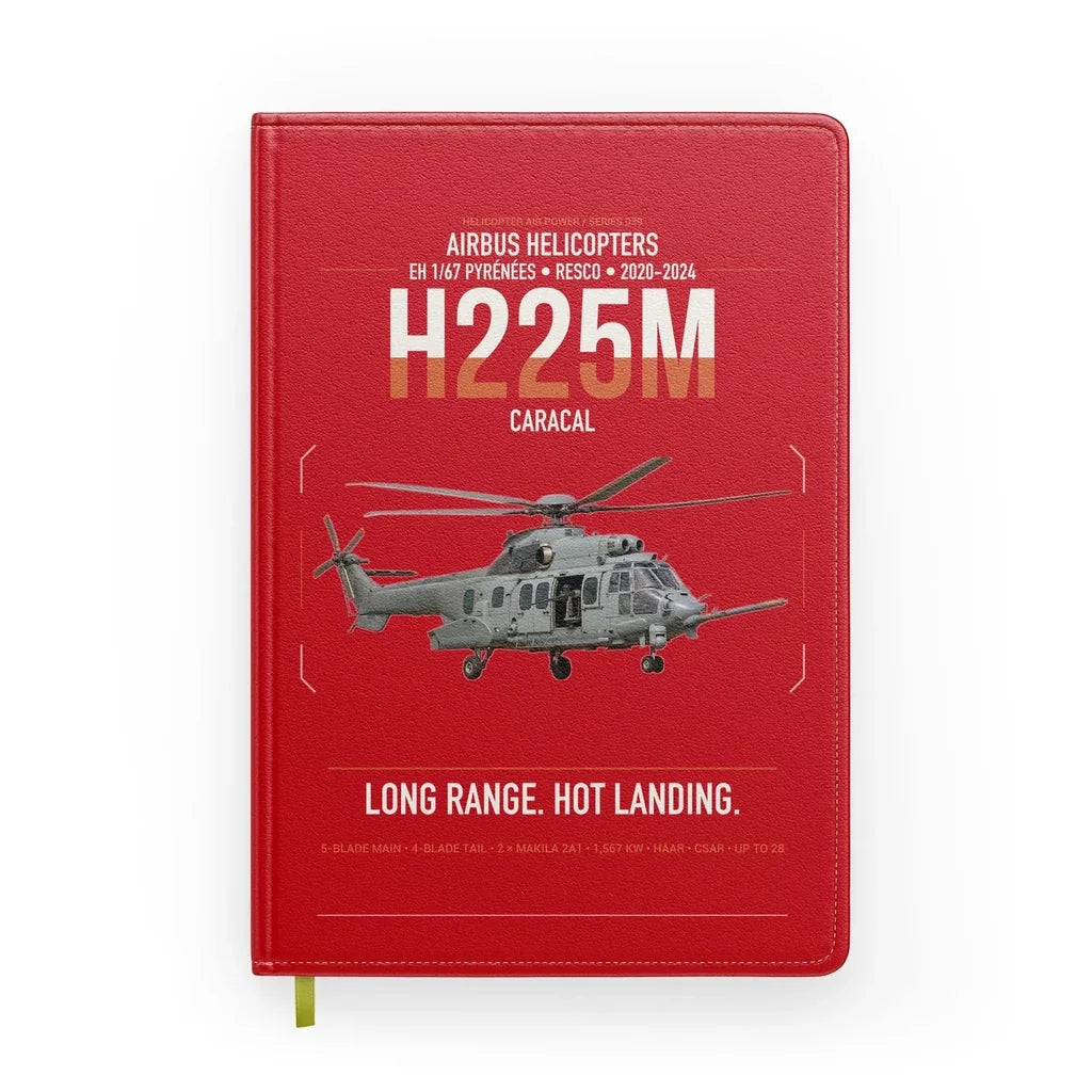 Airbus Helicopters H225M Caracal design on red notebook