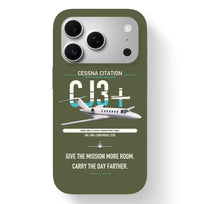 Thumbnail for Cessna Citation CJ3+ design on green army magsafe iphone case, for iPhone 17 Pro