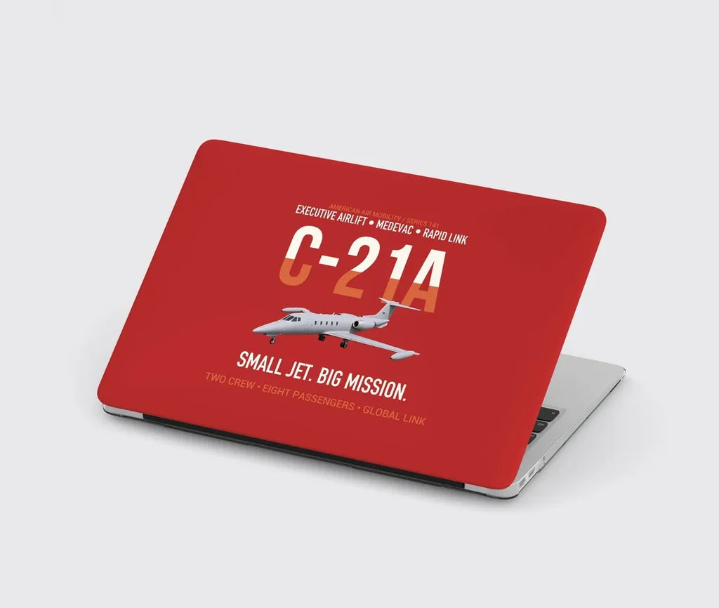 C-21A Learjet Small Jet Big Mission design on red MacBook case