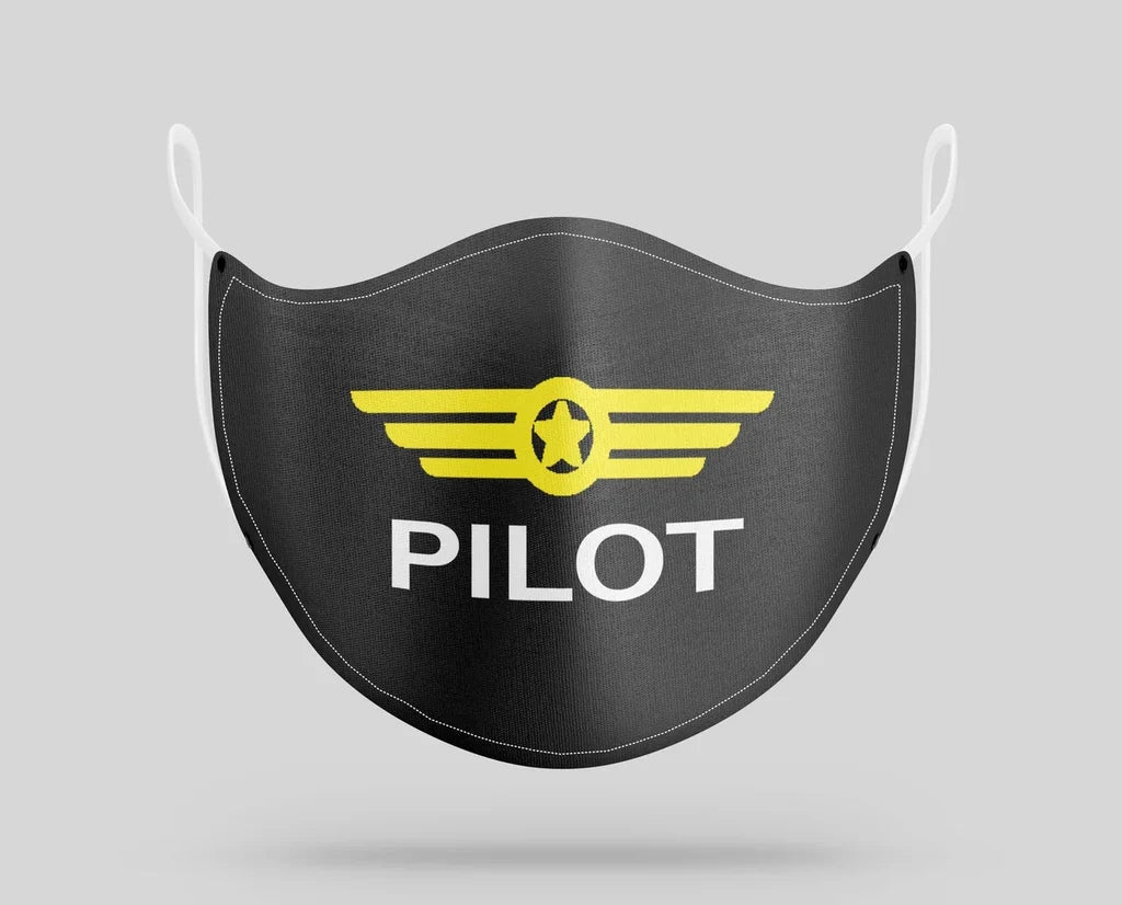 Pilot aviation face mask in breathable cotton blend.
