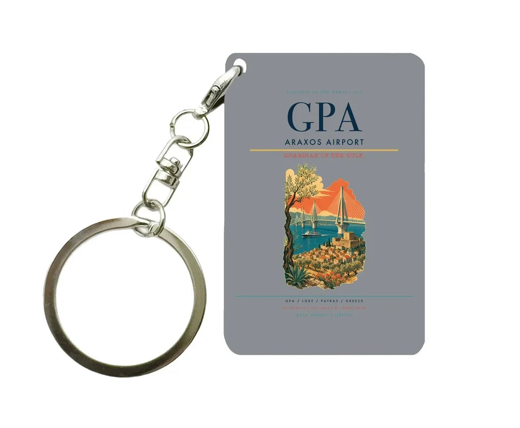 Araxos Airport (GPA) design on gray key chain