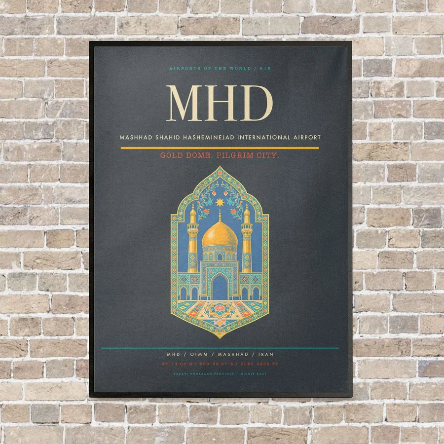 Mashhad Shahid Hasheminejad International Airport MHD - Canvas Framed - Gray