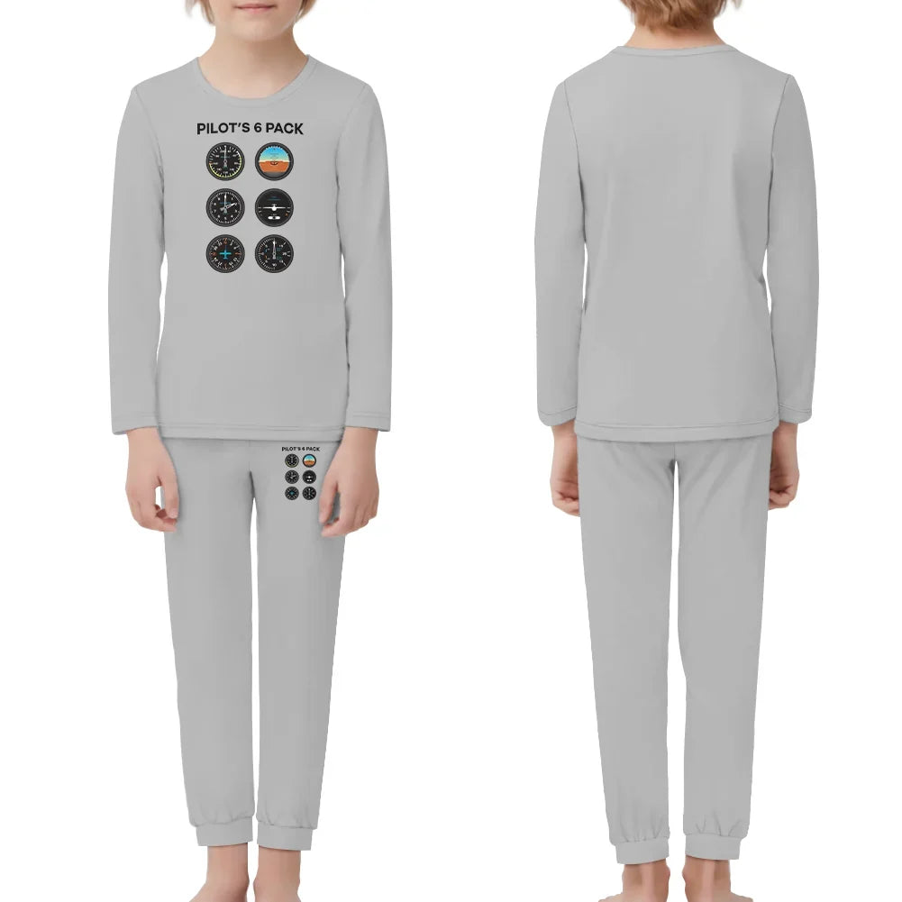 Pilot's 6 Pack children pajamas - Light Gray