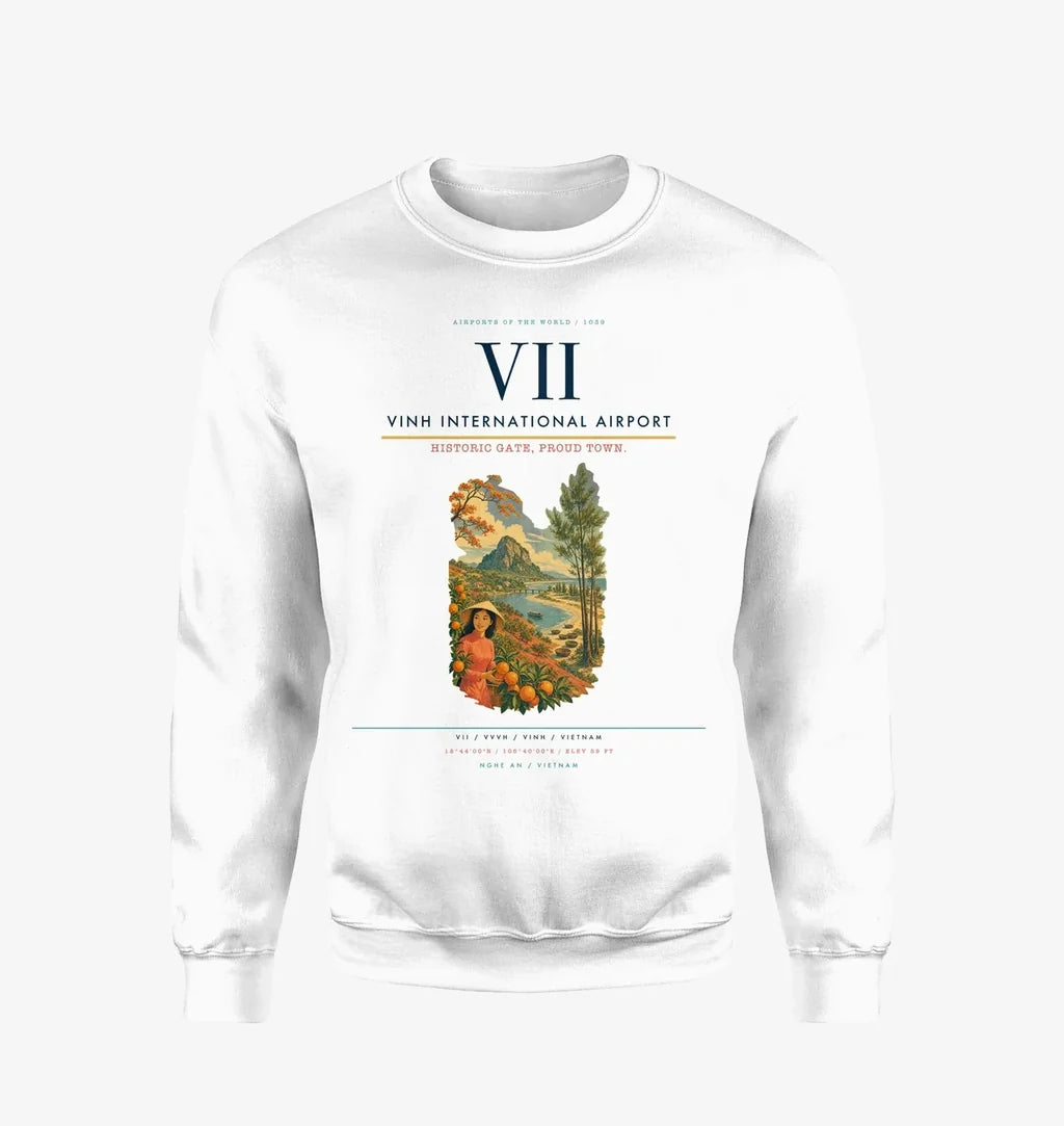 Vinh International Airport (VII) design on white sweatshirt