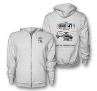 Thumbnail for Airbus H135 Juno HT1 design on white premium zipped hoodie, double-side print