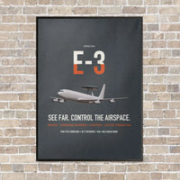Thumbnail for E-3 Sentry AWACS vertical canvas print - framed - gray background