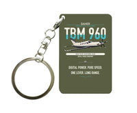 Thumbnail for Daher TBM 960 design on green army designed key chain, double-side print