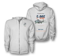 Thumbnail for F-86F SABRE design on white zipped hoodie