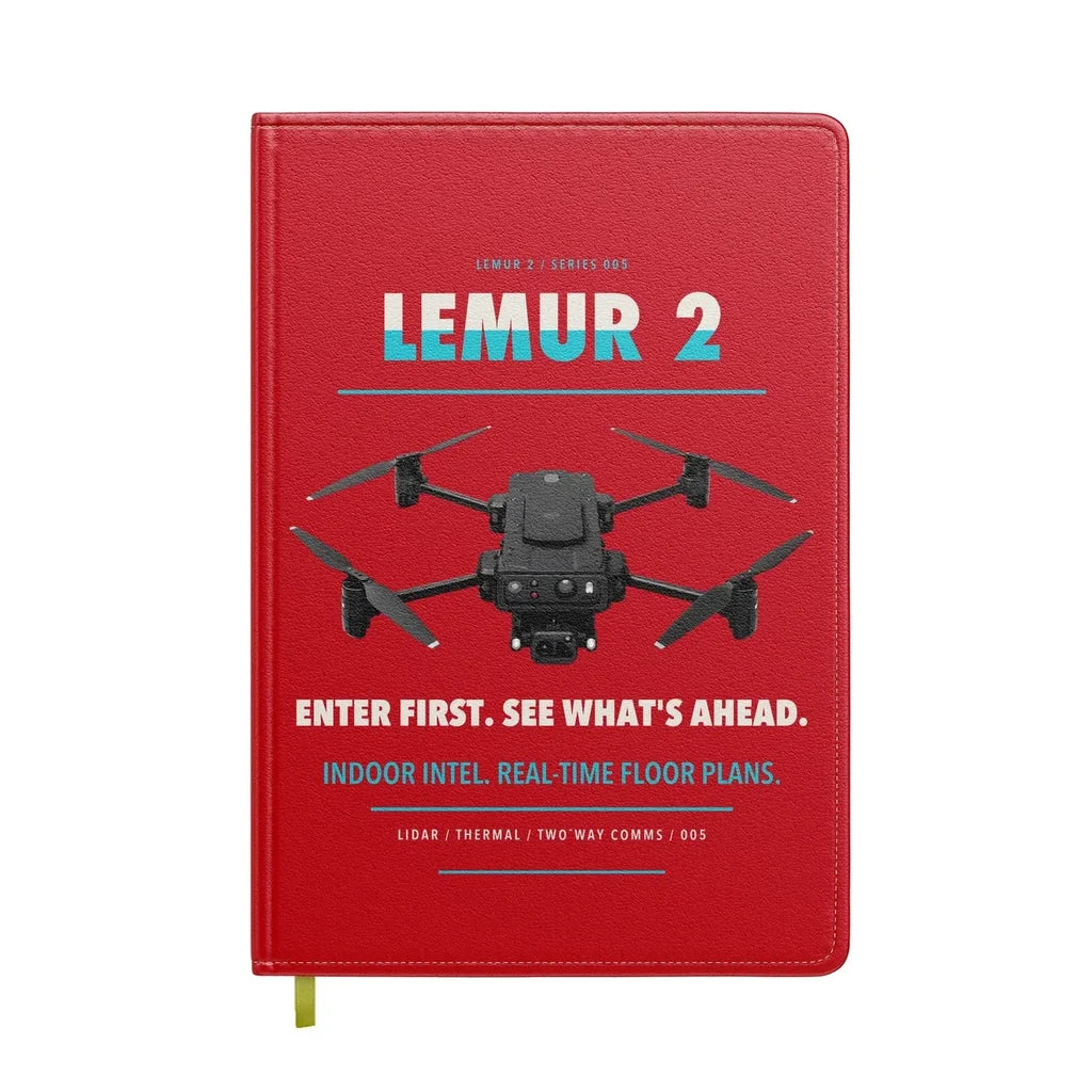 BRINC LEMUR 2 design on red notebook