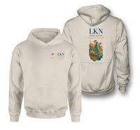 Thumbnail for Leknes Airport (LKN) design on khaki double-side hoodie