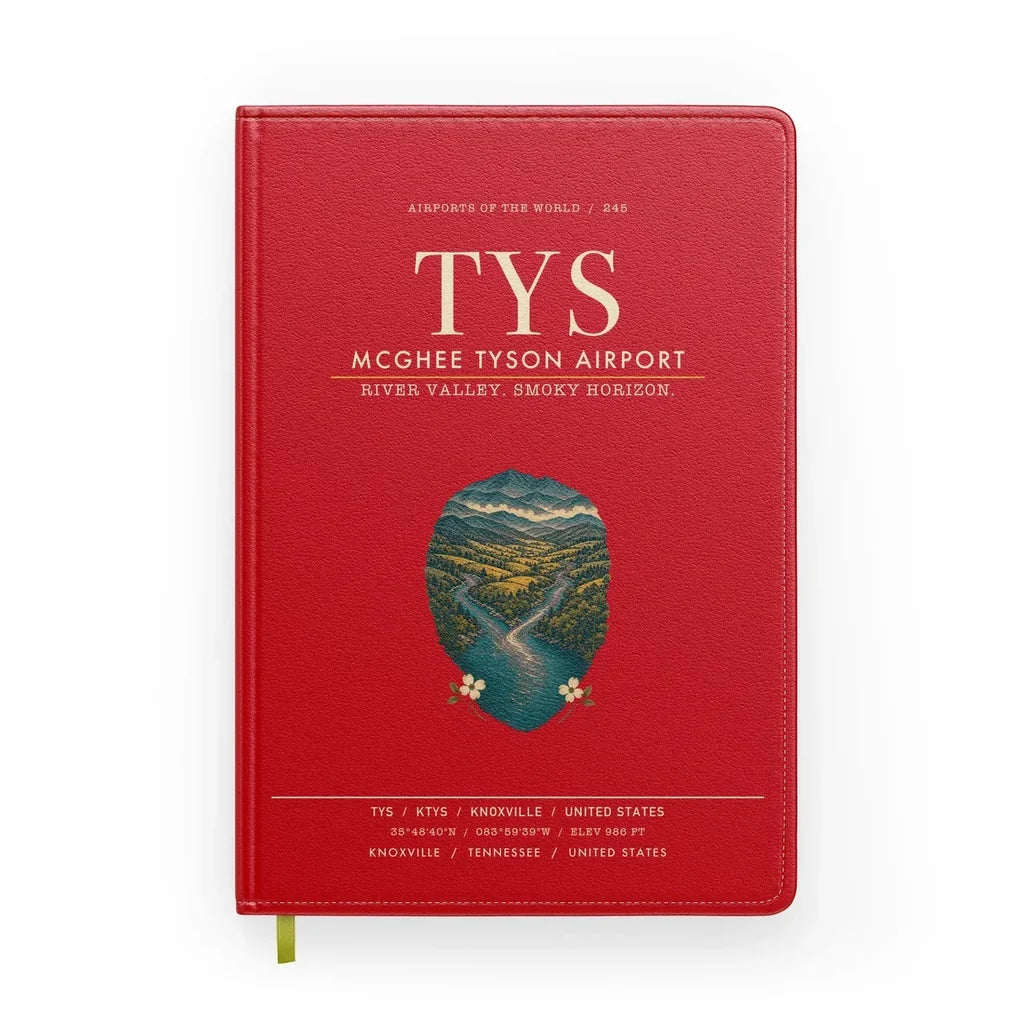 McGhee Tyson Airport Knoxville (TYS) design on red notebook