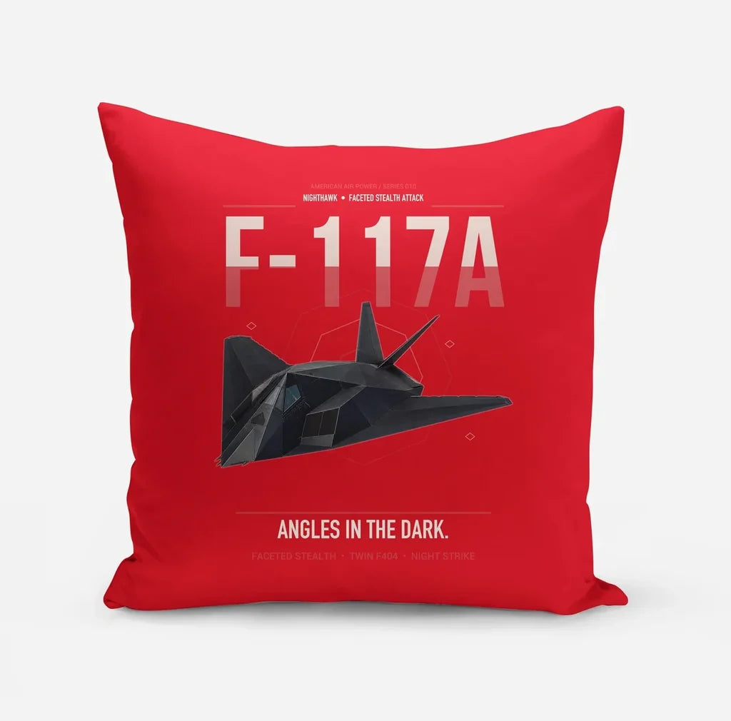 F-117A Nighthawk design on red pillow