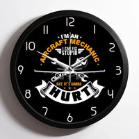 Thumbnail for I'm an Aircraft Mechanic aviation design on premium wood and metal wall clock.