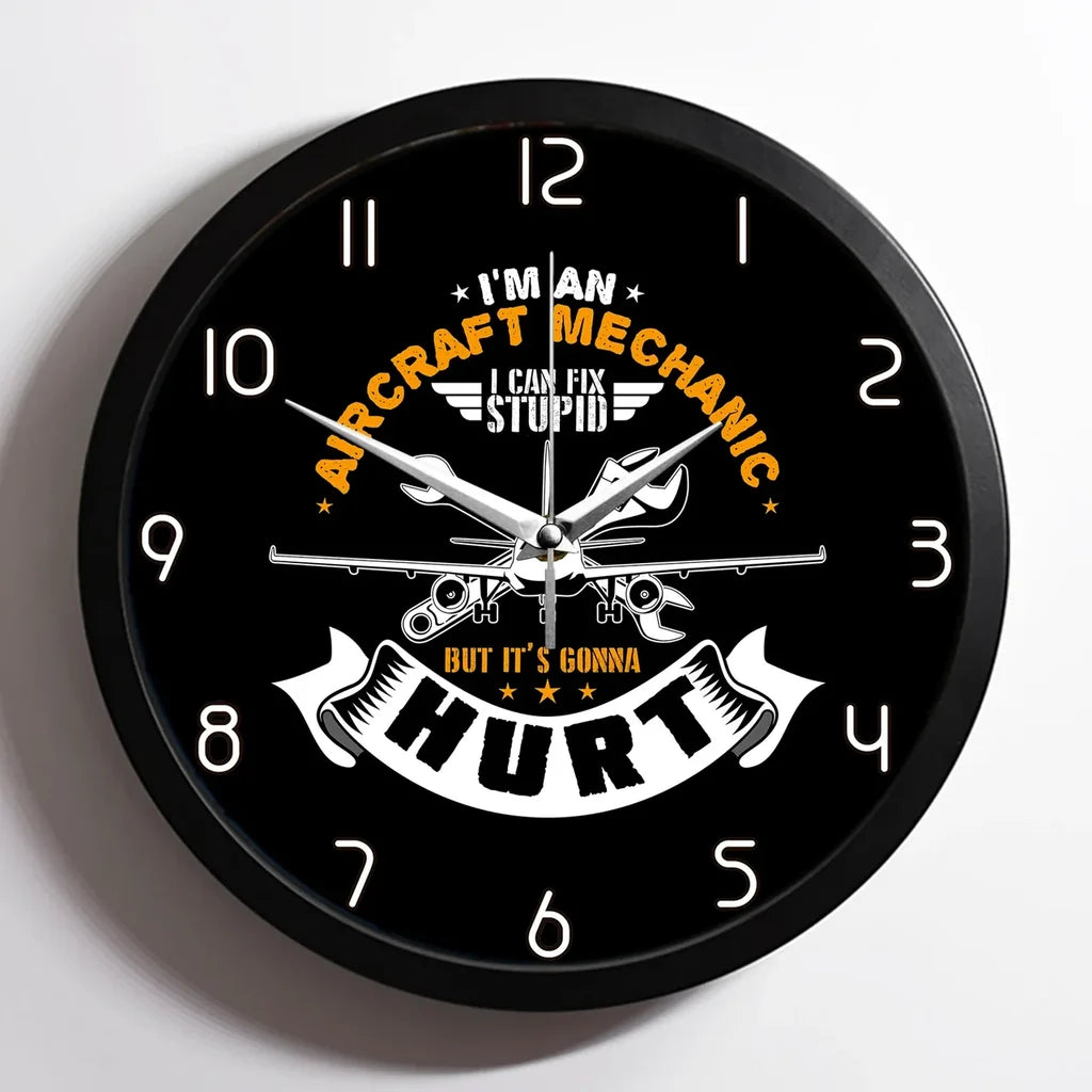 I'm an Aircraft Mechanic aviation design on premium wood and metal wall clock.