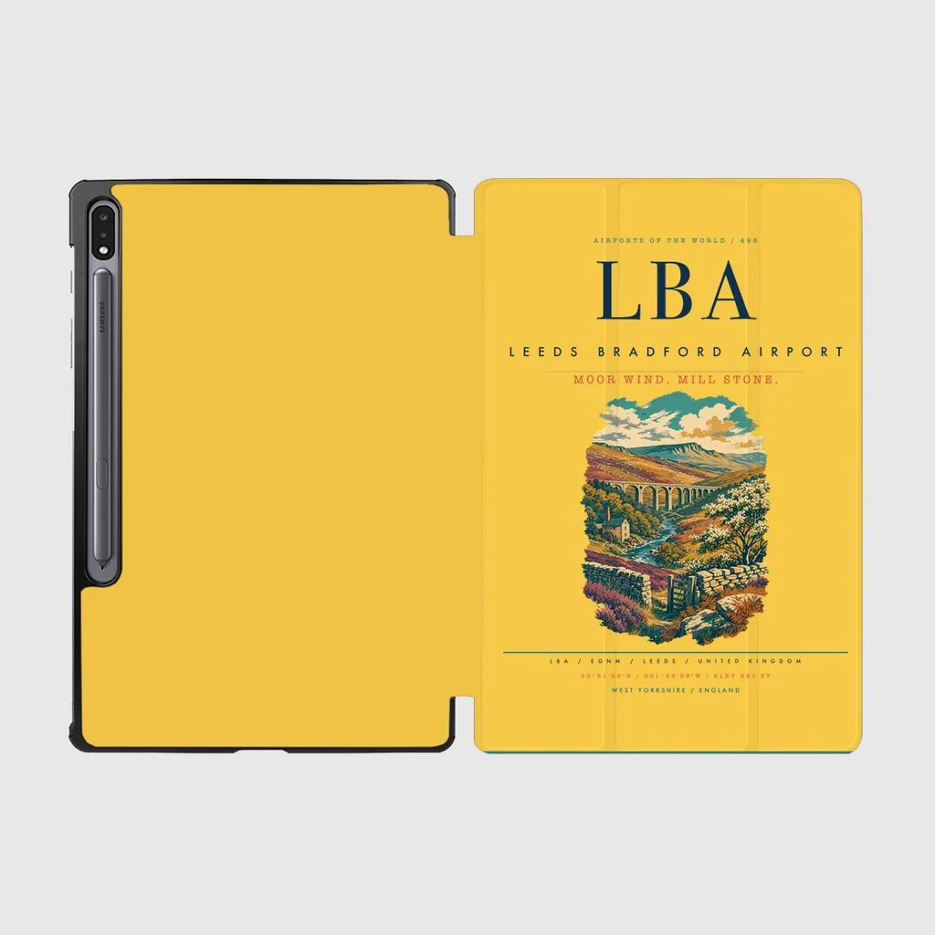 Leeds Bradford Airport (LBA) design on yellow samsung tablet tablet case