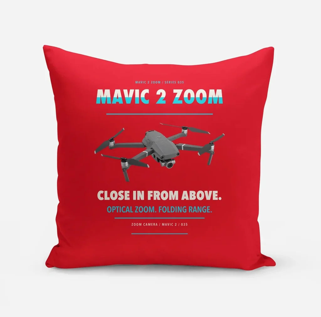 DJI Mavic 2 Zoom design on red pillow