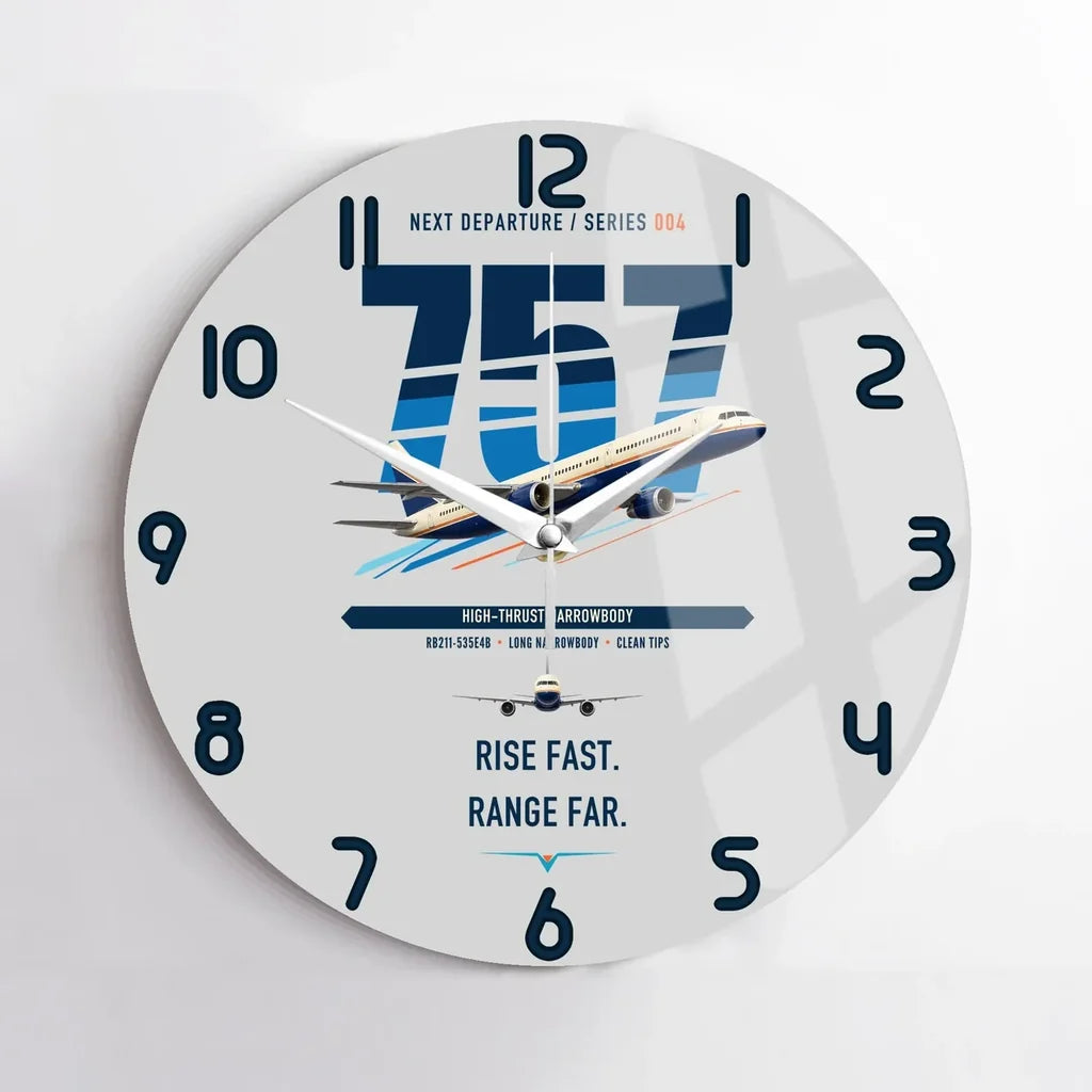 Boeing 757-200 design on light gray no frame wall clock