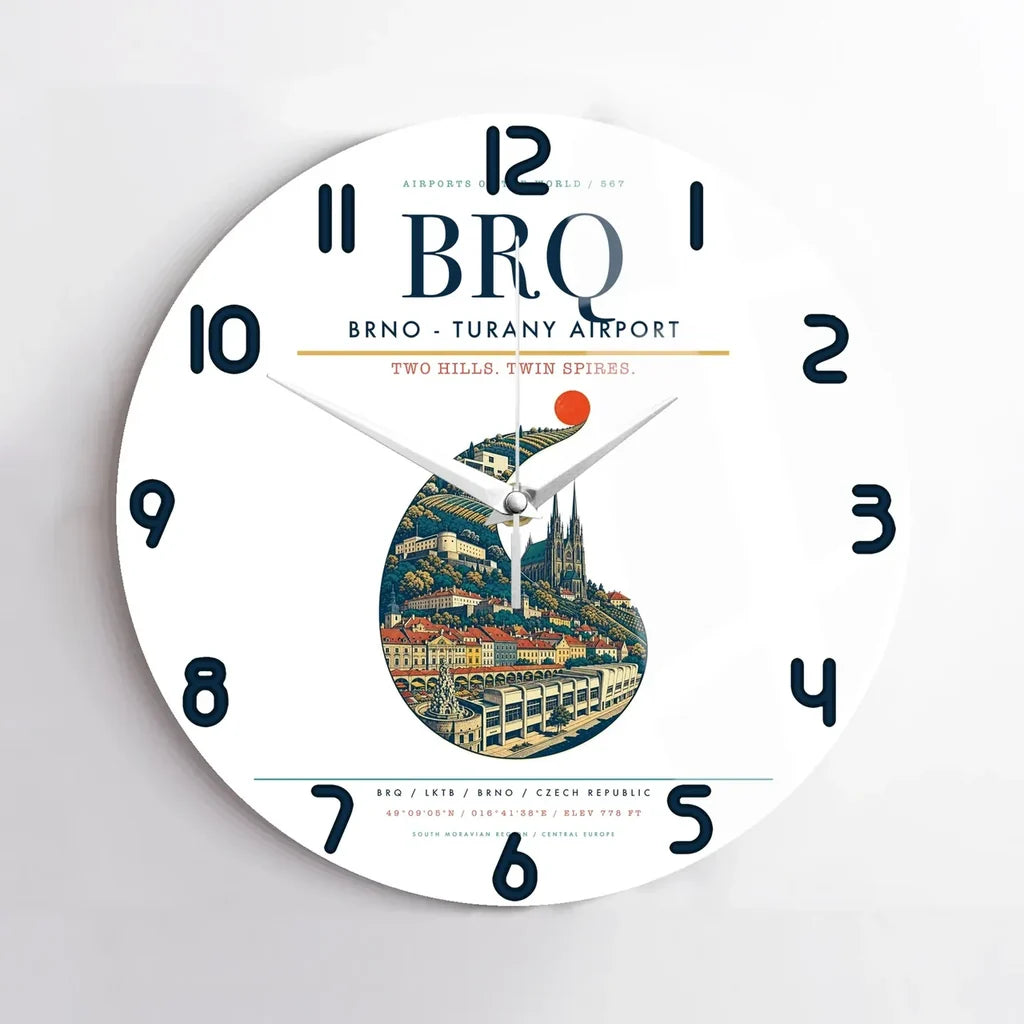 Brno - Turany Airport BRQ Wall-Clock No-Frame - White