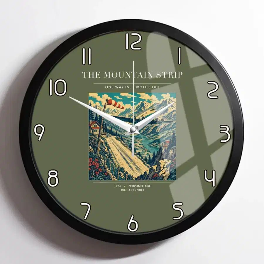 VINTAGE G4196 - The Mountain Strip - Designed Wall Clocks design on greenarmy framed