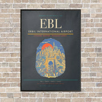 Thumbnail for Erbil International Airport EBL vertical canvas print - framed - gray background