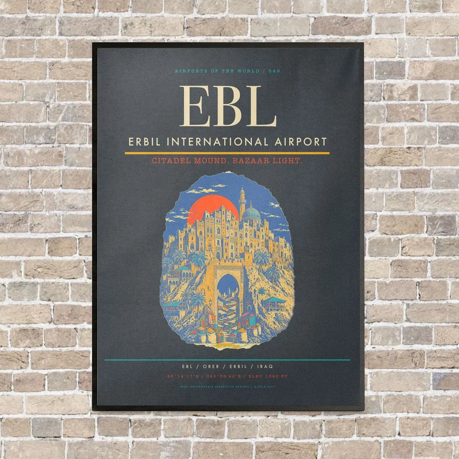 Erbil International Airport EBL vertical canvas print - framed - gray background