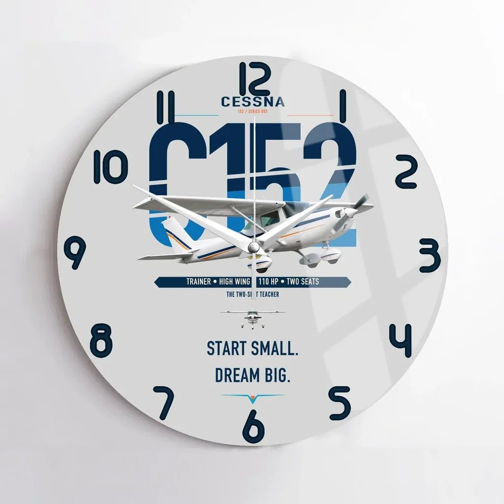 Cessna 152 design on light gray no frame wall clock