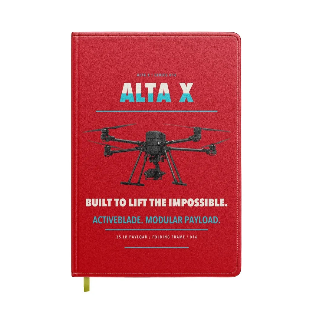 Freefly Alta X design on red notebook