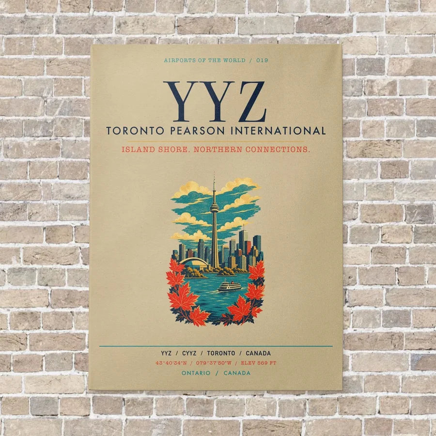 Toronto Pearson International Airport YYZ vertical canvas print - no frame - beige background