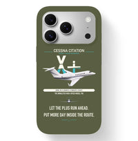 Thumbnail for Cessna Citation X+ design on green army magsafe iphone case, for iPhone 17 Pro