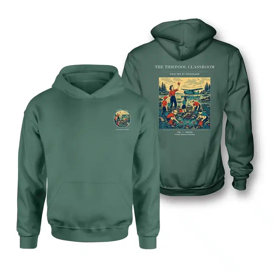VINTAGE G4366 - The Tidepool Classroom - Double-Side Hoodie design on green double side