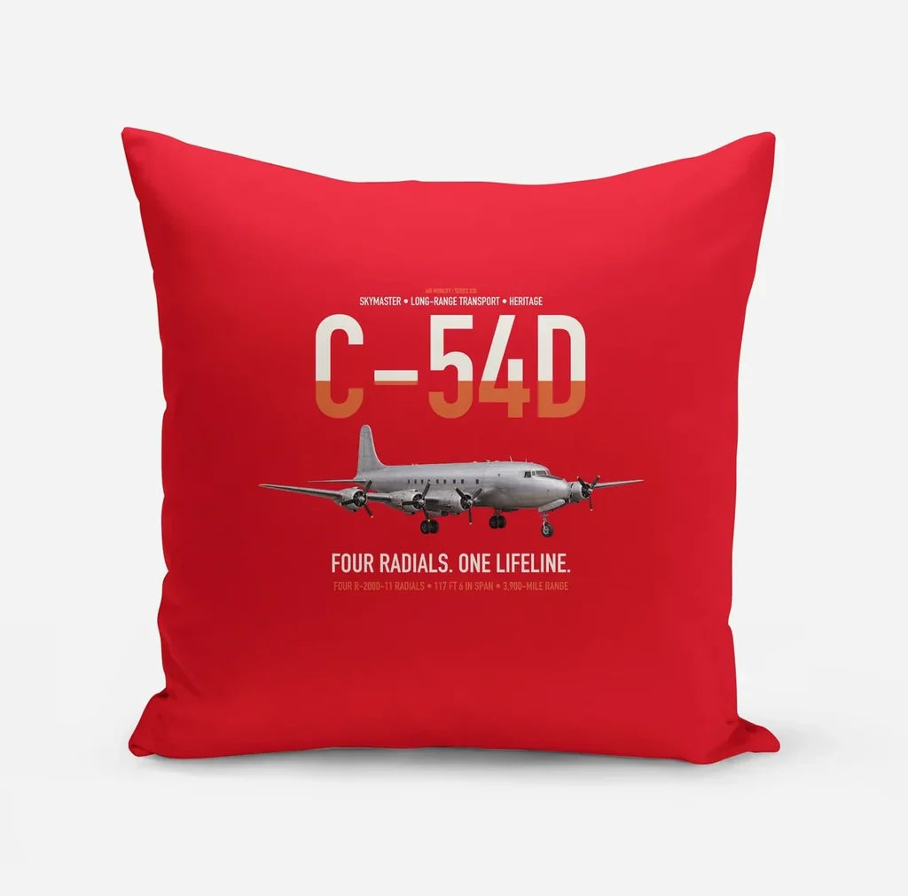 C-54D Skymaster design on red pillow