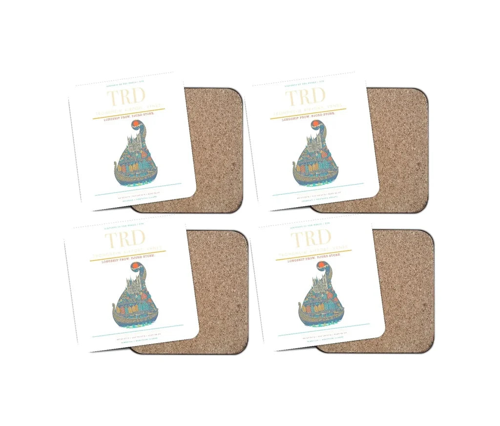Trondheim Airport Vrnes TRD Coaster 4-Pieces-Set - White