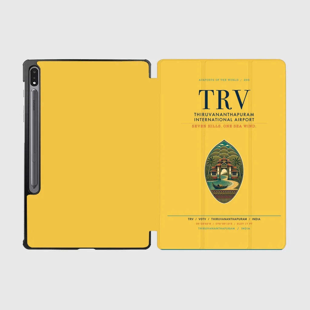 Thiruvananthapuram International Airport (TRV) design on yellow samsung tablet tablet case