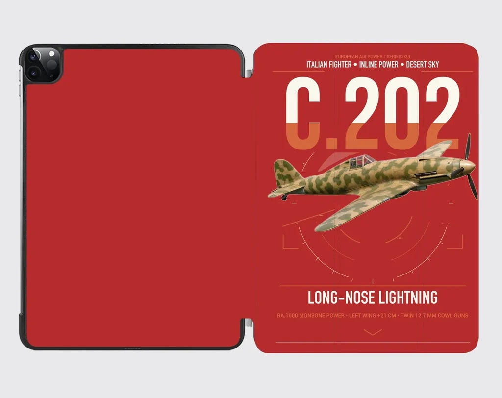 Macchi C.202 Folgore design on red ipad tablet case