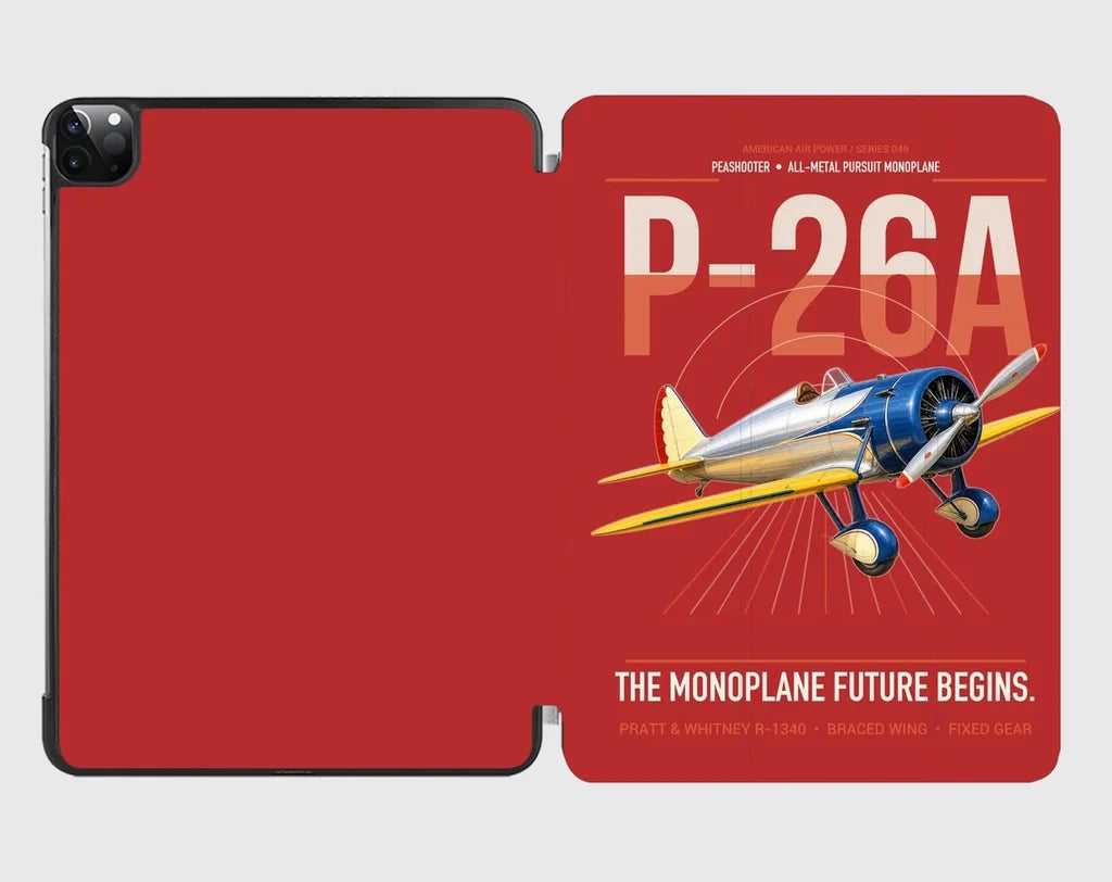 Boeing P-26A Peashooter design on red ipad tablet case