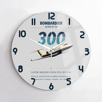 Thumbnail for Bombardier Challenger 300 design on light gray no frame wall clock